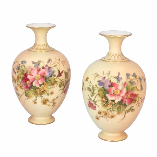 Pair of Late 19th Century Royal Worcester Vases