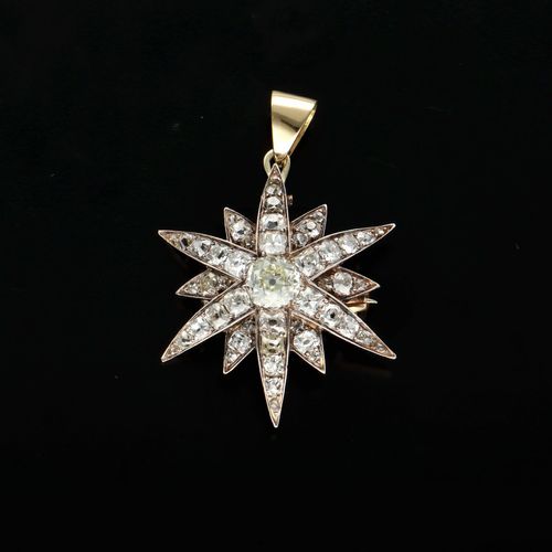 Vintage 18ct Gold Diamond Pendant Brooch image-3