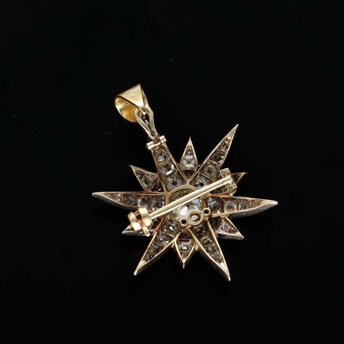 Vintage 18ct Gold Diamond Pendant Brooch image-4
