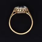 18ct Yellow Gold Mine Cut Diamond & Sapphire Ring