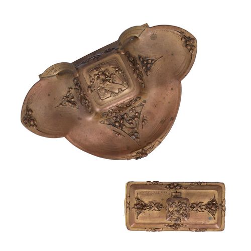 Art Nouveau French Bronze Inkwell and Blotter image-1