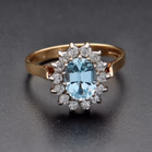 9ct Yellow Gold Aquamarine & Cubic Zirconia Cluster Ring