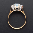 9ct Yellow Gold Aquamarine & Cubic Zirconia Cluster Ring