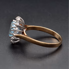 9ct Yellow Gold Aquamarine & Cubic Zirconia Cluster Ring