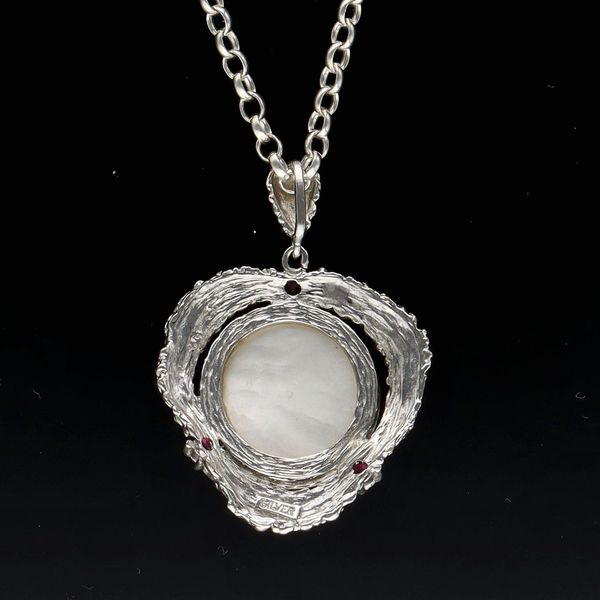 Silver Mabé Pearl and Ruby Pendant