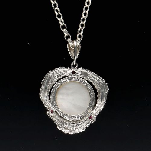 Silver Mabé Pearl and Ruby Pendant image-3