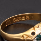 18ct Yellow Gold Old Cut Diamond & Sapphire Gypsy Set Ring