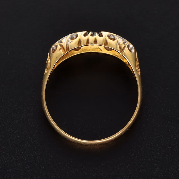 18ct Yellow Gold Old Cut Diamond & Sapphire Gypsy Set Ring