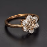 9ct Yellow Gold Champagne & White Diamond Ring