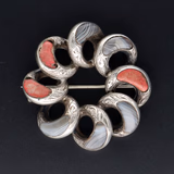 Mid 19th Century Hand Crafted Scottish Silver and Agate Brooch