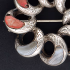 Mid 19th Century Hand Crafted Scottish Silver and Agate Brooch