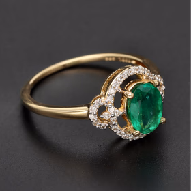 14ct Gold Emerald and Diamond Ring