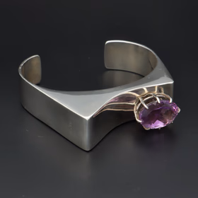 Navajo C.J. Nez Amethyst Silver Cuff