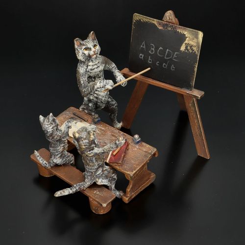 Late 19th Century Bergmann Cold Painted Bronze of a Cat School image-1