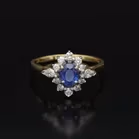 18ct Yellow Gold Sapphire and Diamond Cluster Ring