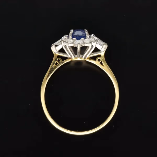 18ct Yellow Gold Sapphire and Diamond Cluster Ring