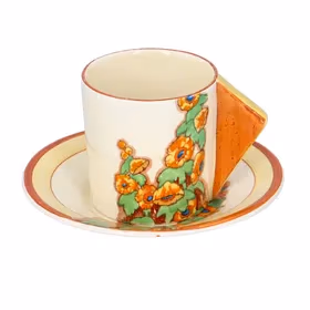 Clarice Cliff Sunshine Conical Coffee Can & Saucer