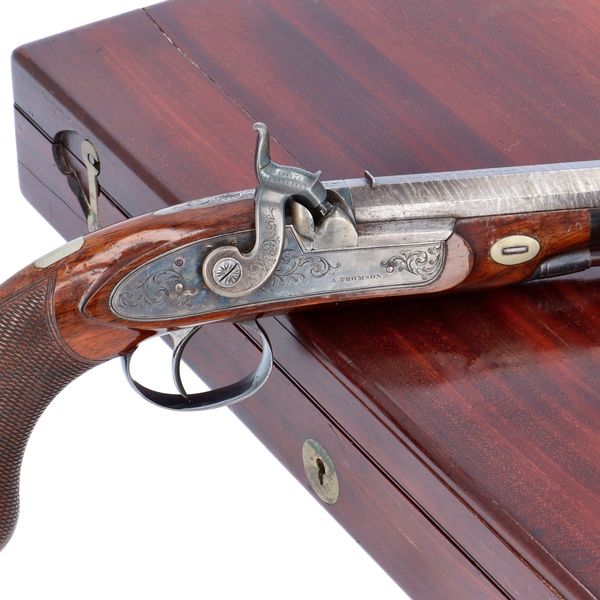 Cased Pair of Scottish 40 Bore Percussion Duelling Pistols
