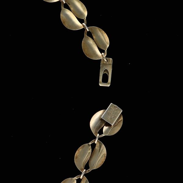 David Andersen White Enamel Leaf Necklace
