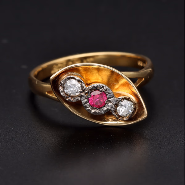 14ct and 18ct Gold Ruby and Diamond Ring