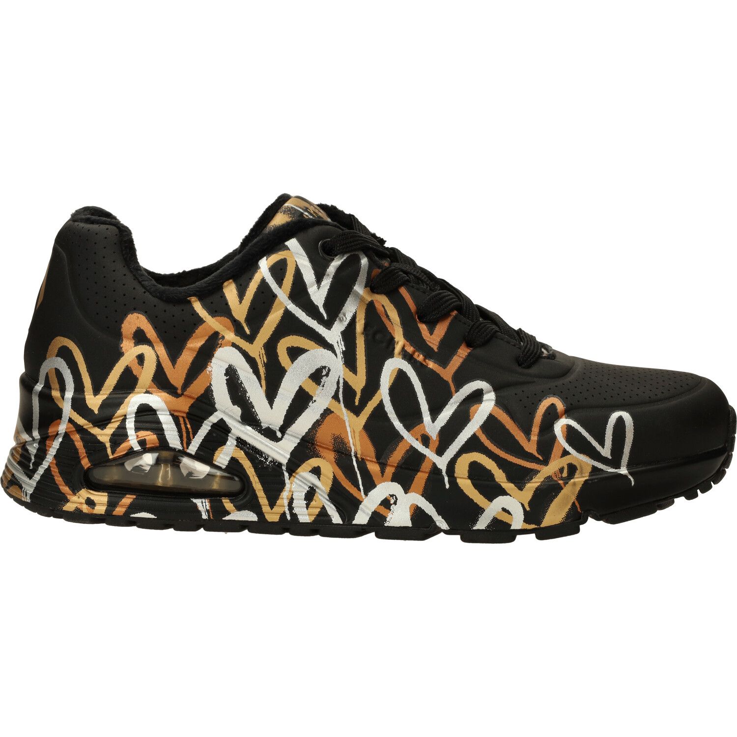 Skechers Uno-Metallic Love Dames Sneakers - Black/Gold - Maat 42