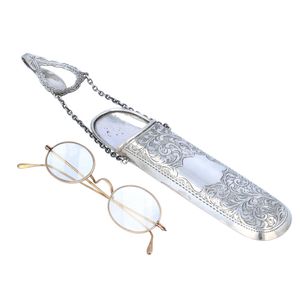 Silver Spectacle Case with Chatelaine and Chain