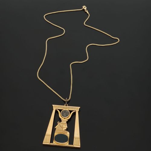Gold Egyptian Revival Pendant Necklace image-3