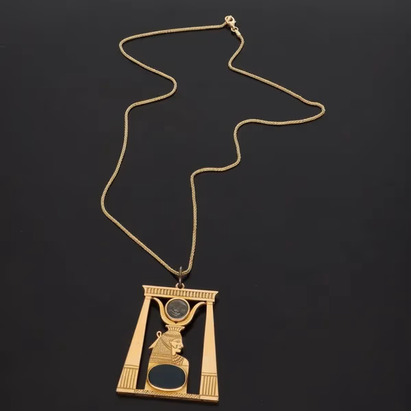 Gold Egyptian Revival Pendant Necklace