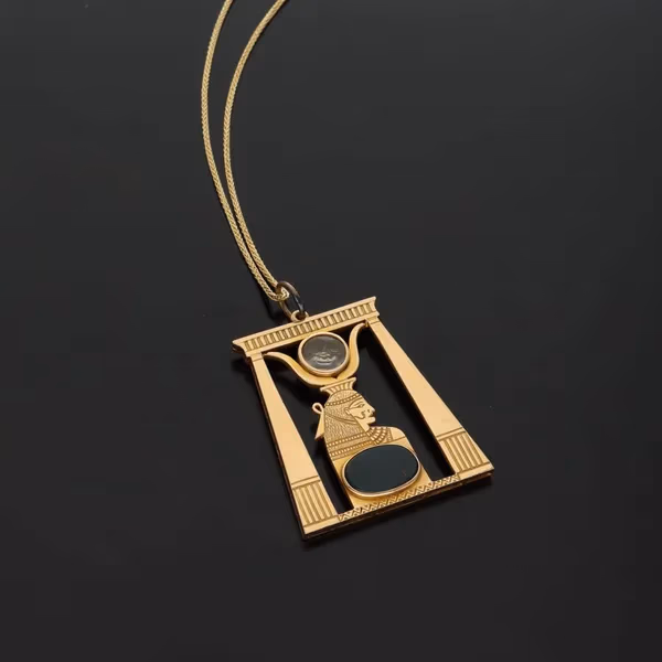 Gold Egyptian Revival Pendant Necklace