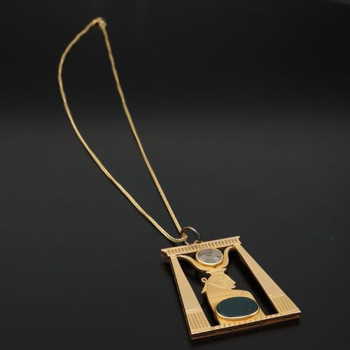 Gold Egyptian Revival Pendant Necklace image-2