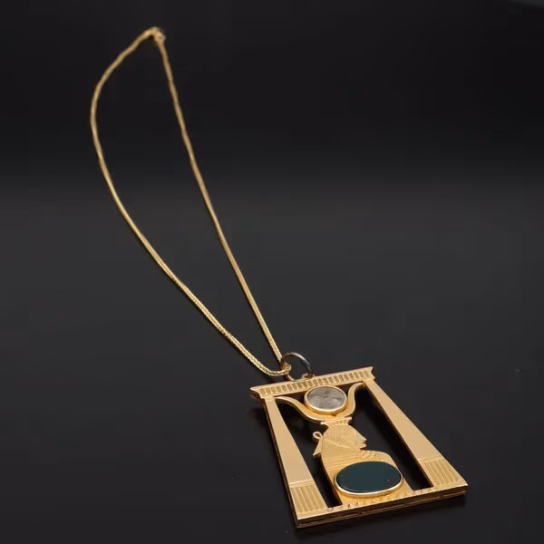 Gold Egyptian Revival Pendant Necklace