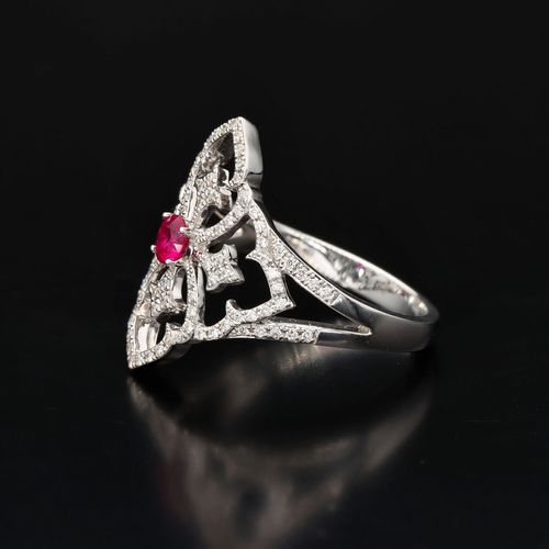 18ct Gold Diamond and Ruby Ring image-3