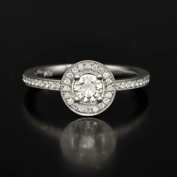18ct Gold Diamond Halo Engagement Ring