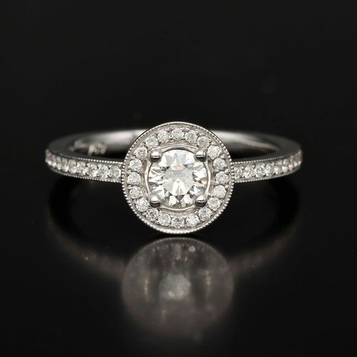 18ct Gold Diamond Halo Engagement Ring image-2