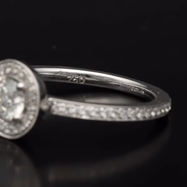 18ct Gold Diamond Halo Engagement Ring