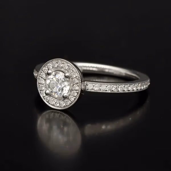 18ct Gold Diamond Halo Engagement Ring