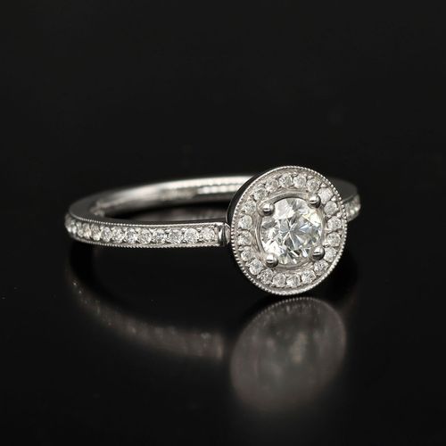 18ct Gold Diamond Halo Engagement Ring image-1