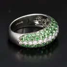 Green Garnet and Diamond Ring