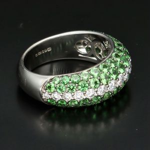 Green Garnet and Diamond Ring