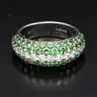 Green Garnet and Diamond Ring