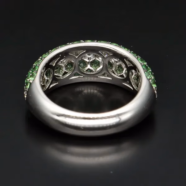 Green Garnet and Diamond Ring