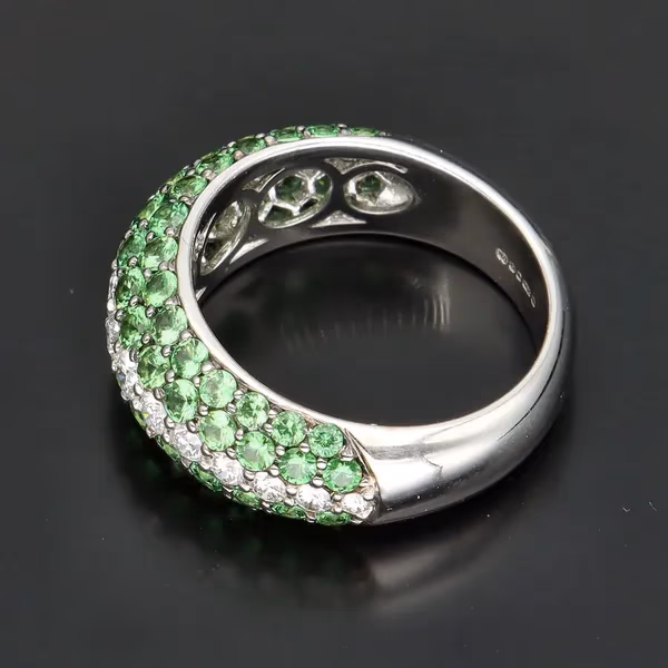 Green Garnet and Diamond Ring