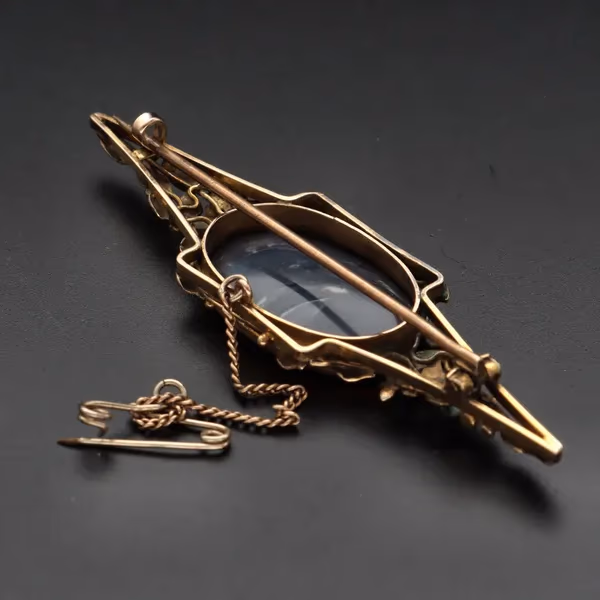 Antique 9ct Gold Lightning Ridge Opal Brooch