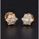 18ct Yellow Gold Star-Shaped Diamond Cluster Earrings