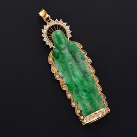 18ct Gold Carved Jade Pendant