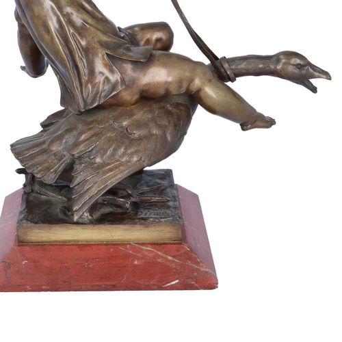 Signed French Bronze Figure of The Child and The Goose image-5