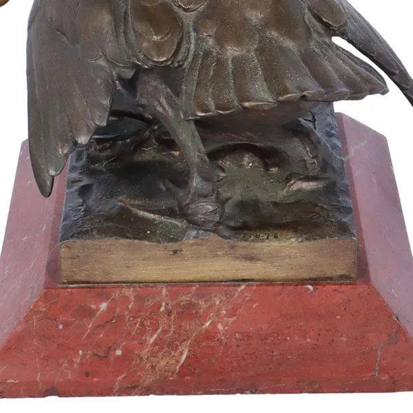 Signed French Bronze Figure of The Child and The Goose
