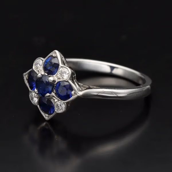 Vintage Style Sapphire and Diamond Ring