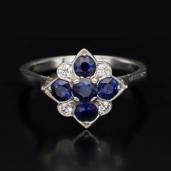 Vintage Style Sapphire and Diamond Ring