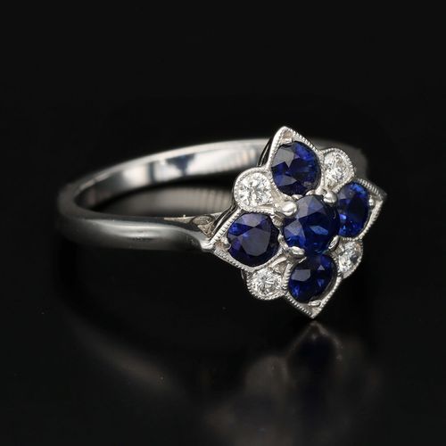 Vintage Style Sapphire and Diamond Ring image-1